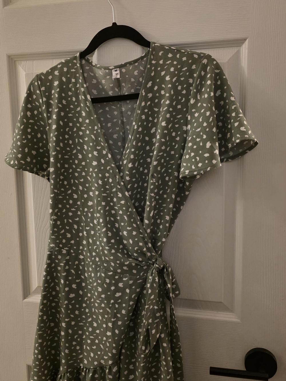 Tag Sage Green Wrap Dress with White Heart Print